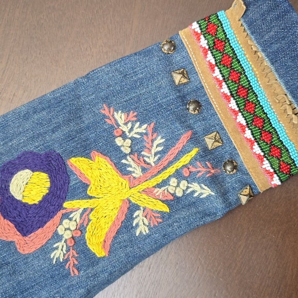 DOUBLE D RANCH Blue Denim Jacket w/ Colorful Embroidery Yoakum Tx Play Nice USA - Picture 5 of 11